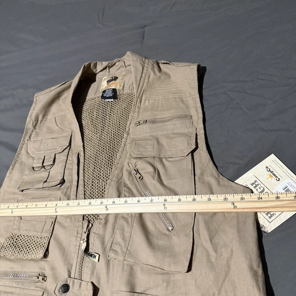 Humvee Safari Photo Fishing Hunting Khaki Tan Mens L Vest 21 Pockets NWT